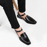 Wexleyjesus New Black Casual Business Men Shoes Buckle Strap Round Toe Sandals Shoes for Men with Free Shipping Size 38-46