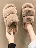 Wexleyjesus Minimalist Velvet Keep Warm Pure Color Slippers