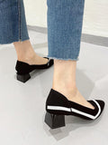 Wexleyjesus Contrast Color Pointed-Toe V-Cut Pumps