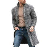 mens fall fashion 2024 New Winter Trendy Mid-Length Plaid Men's Youth Woolen Coat Men's Coat