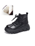 Wexleyjesus Vintage Cow Leather Wool Boots Platform Shoes