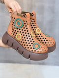 Wexleyjesus Summer Contrast Color Hollow Boots Platform Shoes Sandals