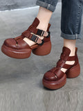 Wexleyjesus Closed-Toe Hollow Platform Shoes Sandals