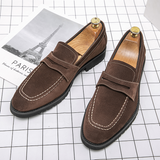 Wexleyjesus Fashion Loafers Men Shoes Classic Versatile Business Casual Everyday Square Toe Stitches Faux Suede Solid Color Dress Shoes