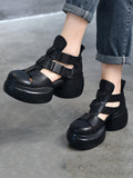 Wexleyjesus Closed-Toe Hollow Platform Shoes Sandals