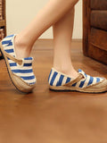 Wexleyjesus National Style Colorful Stripe Stamped Cotton Shoes