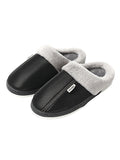 Wexleyjesus Casual Indoor PU Non-Slip Waterproof Keep Warm Velvet Slippers