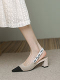 Wexleyjesus Contrast Color Hollow Pointed-Toe Pumps Sandals Sling Shoes