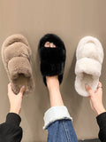 Wexleyjesus Minimalist Velvet Keep Warm Pure Color Slippers