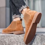 Wexleyjesus Cow Suede Leather Men's Boots Plus Velvet Warm Casual Shoes Slip-On Suede New Tide Shoes for Man Ankle Boots Chelsea Boots Men