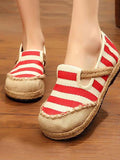 Wexleyjesus National Style Colorful Stripe Stamped Cotton Shoes