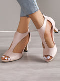 Wexleyjesus Peep Toe Zipper Pumps Sandals