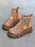 Wexleyjesus Summer Contrast Color Hollow Boots Platform Shoes Sandals