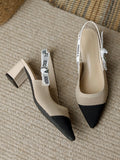 Wexleyjesus Contrast Color Hollow Pointed-Toe Pumps Sandals Sling Shoes