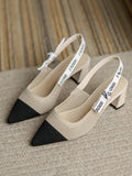 Wexleyjesus Contrast Color Hollow Pointed-Toe Pumps Sandals Sling Shoes