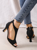 Wexleyjesus Peep Toe Zipper Pumps Sandals