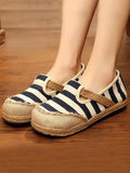 Wexleyjesus National Style Colorful Stripe Stamped Cotton Shoes