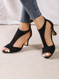 Wexleyjesus Peep Toe Zipper Pumps Sandals