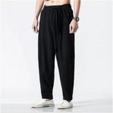 Wexleyjesus  Summer Chinese Style Retro Men's Pants Loose Straight Linen Pants Tang Suit Wide Bloomers Joggers Large Size Cotton Harem Pants