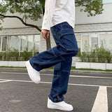 Wexleyjesus Men Wide Leg Jeans Hip Hop Casual Men's Straight Baggy Denim Pants Streetwear Skateboard Pant Neutral Trousers Plus Size S-5XL