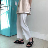 Wexleyjesus Summer Casual Pants Men Fashion Solid Color Ice Silk Pants Men Japanese Streetwear Korean Loose Straight Pants Mens Trousers