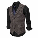 Wexleyjesus Mens Suit Vest Fashion Slim Fit Thin Plaid Men Waistcoat Tops Business Vest Waistcoat Man England Style Male Casual Suits Vests