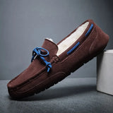 Wexleyjesus Mens Loafers Plush Suede Shoes Men Driving Shoes Casual Brand Winter Warm Fur Man Moccasins Slip on Driving Flat Male Boat Shoes