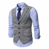 Wexleyjesus Mens Suit Vest Fashion Slim Fit Thin Plaid Men Waistcoat Tops Business Vest Waistcoat Man England Style Male Casual Suits Vests