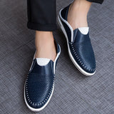 Wexleyjesus Lightweight Summer Men Casual Shoes Genuine Leather Male White Sneakers Handcrafted Brand Slip-on Loafers Breathable Hollow Out