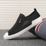 Wexleyjesus Men's Canvas Shoes Breathable Outdoor Casual Shoes Men Black Comfortable Slip-on Loafers Lazy Driving Shoes New