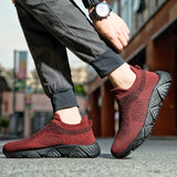 Wexleyjesus Fashion Red Breathable Slip On Sneakers Men Espadrilles Ultralight Non Slip Comfort Men Socks Shoes Knitting Mesh Socks Sneakers