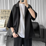 Wexleyjesus Solid Color Oversized Men's Shirts 2023 Harajuku Men Casual Half Sleeve Shirt Tops Cool Summer Streetwear Man Blouse 6 Colors