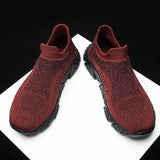 Wexleyjesus Fashion Red Breathable Slip On Sneakers Men Espadrilles Ultralight Non Slip Comfort Men Socks Shoes Knitting Mesh Socks Sneakers