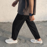 Wexleyjesus Pleated Straight Pants Men Oversized Casual Pants Men Japanese Streetwear Loose Ice Silk Pants Mens Wide Leg Trousers S-2XL