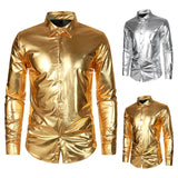 mens costumes Men's Glossy Nightclub Long-Sleeved Bottoming Shirt New Shirt 