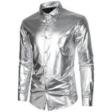 mens costumes Men's Glossy Nightclub Long-Sleeved Bottoming Shirt New Shirt 