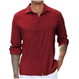 mens costumes 2024 New Pure Color Bubble Wrinkle Men's Casual Lapel Shirt Men's Clothing