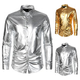 mens costumes Men's Glossy Nightclub Long-Sleeved Bottoming Shirt New Shirt 