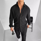 mens costumes Autumn and Winter New Men's Retro Sports Casual Loose Long-Sleeved Shirt