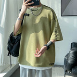 Wexleyjesus Men Summer Quality T Shirts Manual Suture Harajuku Casual Tshirt For Male  New Neutral Oversize Tees Short Sleeve Tops