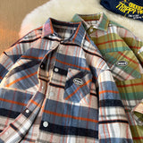 Wexleyjesus Fashion Spring Plaid Long Sleeve Shirt Jacket Turn Down Collar Shirt Retro Youth Casual Men Women Shirt Coat Men Clothing