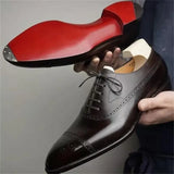 Wexleyjesus Oxfords Men Shoes Red Sole Fashion Business Casual Party Banquet Daily Retro Carved Lace-up Brogue Dress Shoes