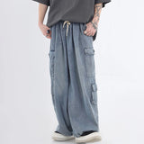 Wexleyjesus Baggy Cargo Jeans Men Oversize Wide Leg Denim Trousers Male Cargo Pants Japanese Casual Loose Streetwear Hip Hop