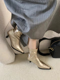 Wexleyjesus Fashion Women Ankle Boots Chelsea Bootie Red Gold Black Thin High Heels Autumn Spring Dress Shoes Woman Slip On Party Pumps 39