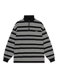 Wexleyjesus Men's Long-sleeved Polo Shirt Striped Color Half-open Stand Collar Sweater Autumn New Loose Casual Daily Tops Tees Shirts