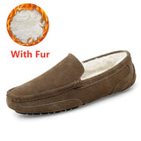 Wexleyjesus New Fashion Casual Suede Shoes Men Loafers with Fur Men High Quality Moccasins Slip on Breathable Driving Loafers Big Size 38-47