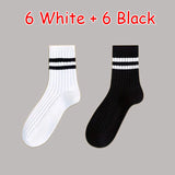 Wexleyjesus 6/12 Pairs New Fashion High Quality Men's Cotton Socks Breathable Round Neck Socks Mid Tube Socks Simple Women's Striped Socks