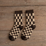 Wexleyjesus Thickened Warm Wool Socks Tube Socks Casual Socks Autumn and Winter Warm Comfortable Cotton Checkerboard Mushroom Cute Socks