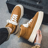 Wexleyjesus Hot Sale Khaki Men's Vulcanize Shoes Breathable Men High Top Skateboarding Shoes Platform Casual Canvas Sneakers Men Espadrilles