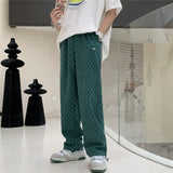 Wexleyjesus 2 Color Plaid Pants Men Fashion Retro Casual Wide Leg Pants Mens Japanese Streetwear Loose Hip Hop Straight Pants Mens Trousers